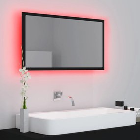 Oglindă de baie cu led, negru, 80x8,5x37 cm, pal
