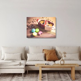 Tablou pe sticlă cu cafea și macarooni (70x50 cm)