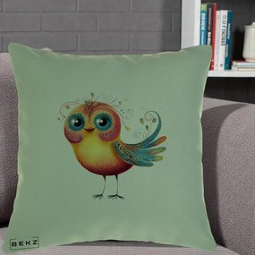Perna Decorativa Pasare Vibranta cu Aripi Ornamentale, 40x40 cm, Verde, Husa Detasabila, Perna Inclusa, BEKZ®