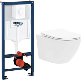 Set rezervor incastrat Grohe Rapid SL pentru vas WC cu clapeta alba Skate Air plus vas WC Rune Ivaldi alb cu capac softclose