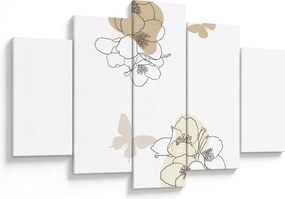 Tablou - Flori bej cu fluture N⁰2 (150x105 cm)