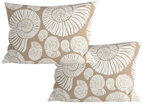 Set 2 bucati huse decorative pentru perna din microfibra SNAIL SHELL 50x70 cm, maro