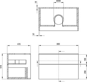Prizma Mobilier de baie, Cu blat SDI_NB81