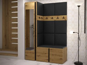 Mobilier hol Tovenaz X (Stejar artisan + Negru) (cu oglindă). 1104795