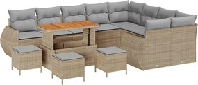 vidaXL Set de canapele pentru grădină 13 pcs Beige și gri deschis