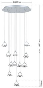 Lustra LED suspendata cu cristal K9 design lux MOON 12L