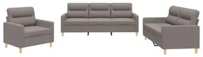 3201543 vidaXL Set de canapea cu perne, 3 piese, gri taupe, material textil
