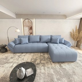 Colțar extensibil dumonde cu ladă de depozitare si sezut confortabil din spuma high-density, Berlin XL Enjoy Blue 350x185 cm II