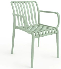 Scaun din plastic TREGO cu brate, verde