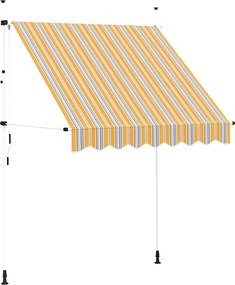 vidaXL Copertină retractabilă manual, dungi galben și albastru, 200 cm