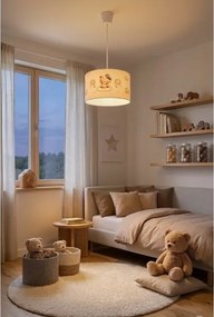 BRILAGI - Lustră LED suspendată pe cablu pentru copii BOBO, 1xE27/60W/230V, diametru 35 cm, alb/cu ursuleți