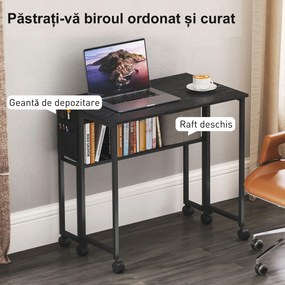 HOMCOM Birou Pliant 80cm Depozitare Negru | Aosom Romania