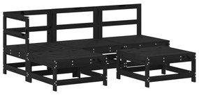 3186526 vidaXL Set Set mobilier relaxare grădină 5 piese negru lemn masiv pin