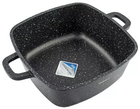 Oală pătrată cu capac 28x28 cm, 6.5L – Kinghoff KH 1605, neagră, strat marmură, perfectă pentru preparate voluminoase
