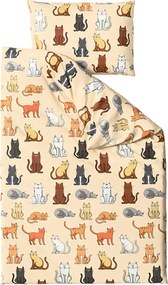 Lenjerie cocolino COLORED CATS crem Dimensiunile lenjeriei: 70 x 90 cm | 140 x 200 cm
