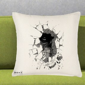 Perna Personalizata Attack on Titan Titan Crapand Zidul, 40x40 cm, Crem Reliefat, Husa Detasabila, Perna Inclusa, BEKZ®