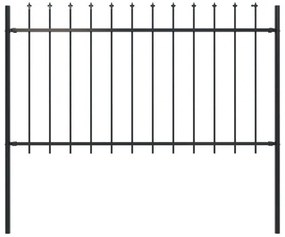 Gard de gradina cu varf sulita, negru, 1,7 x 1 m, otel