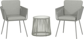 Outsunny Set Mobilier de Grădina cu 2 Scaune și Măsuță de Cafea cu Blat din Sticlă, Ø49x47 cm, Gri | Aosom Romania