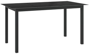 vidaXL Masă de grădină, negru, 150x90x74 cm, aluminiu și sticlă