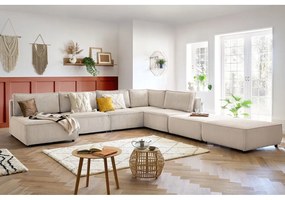 Colțar crem cu tapițerie din catifea reiată (în formă de "U"/cu colț variabil) Nihad modular – Bobochic Paris