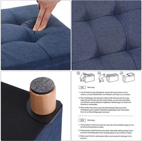 Taburet cu spatiu depozitare Pliabil Bleumarin 38 x 38 x 40 cm