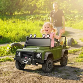 AIYAPLAY Mașină Electrică pentru Copii 3-5 Ani Land Rover 12V și Telecomandă Verde | Aosom Romania