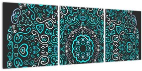 Tablou cu abstracție ornamentală (cu ceas) (90x30 cm)