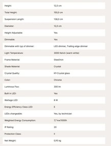 Pendul LED cu cristal K9 design lux MOON crom
