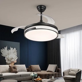Lustra cu ventilator, DM-ESC-410YY BK, design modern, Negru