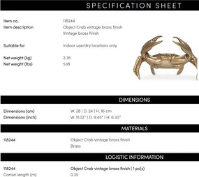 Obiect decorativ din alama masiva design LUX Crab