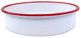 Tava de copt rotunda Oliver Voltz OV51222KR34, 34x8 cm, Otel emailat, Alb/Rosu