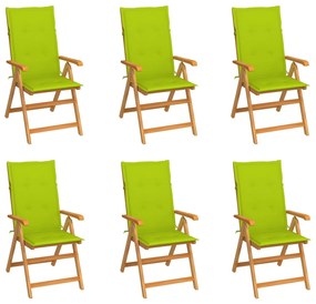 vidaXL Scaune de grădină cu perne verde aprins 6 buc. lemn masiv tec