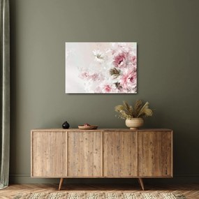 Tablou pe sticlă - Pictura flori roz (70x50 cm)