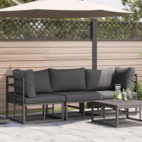vidaXL Mobilier pentru Exterior cu pernă cu pernă 3 pcs Negru Aluminiu
