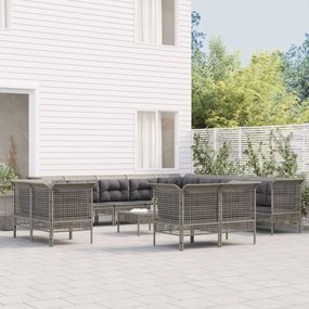 vidaXL Set mobilier de grădină cu perne, 13 piese, gri, poliratan