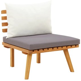 Set mobilier de gradina cu perne, 4 piese, lemn masiv de acacia 2x mijloc + suport pentru picioare + masa, 1