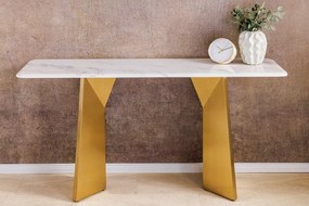Consola design modern, Metal, Auriu, Marmura, Alb, EXTRAVAGANCIA 140cm