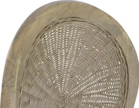 Scaun dining din lemn de ulm cu spătar și șezut împletit din rattan, 44×42×95 cm, „Medallion"