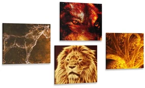 Set tablouri animale abstracte