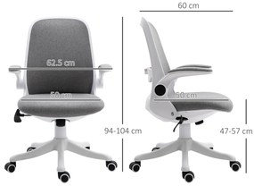 Vinsetto Fotoliu de birou Silla de Escritorio Basculante Altura Ajustable Reposabrazos Elevable 62,5x60x94-104 cm Gris | Aosom Romania