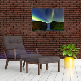 Tablou pe sticlă - Aurora Boreală în Islanda (70x50 cm)