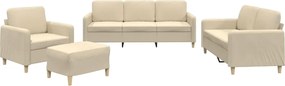 vidaXL Set de canapele cu perne, 4 piese, crem, textil