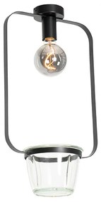 Plafoniera moderna neagra cu sticla dreptunghiulara - Roslini