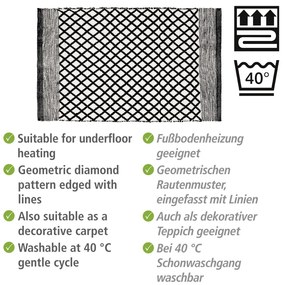 Covoraș de baie alb-negru din plastic reciclat 50x80 cm Tara – Wenko