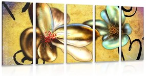 Tablou 5-piese flori vintage interesante