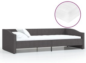 3080406 vidaXL Pat de zi cu saltea & USB, gri închis, 90x200 cm, textil