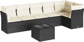 vidaXL Set canapele de grădină cu perne, 7 piese, negru, poliratan
