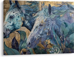 Tablou - Cai cu fundal auriu (70x50 cm)
