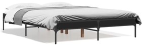 845021 vidaXL Cadru de pat, negru, 120x200 cm, lemn prelucrat și metal
