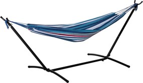 Outsunny Hamac cu Suport 310x117cm pentru Camping cu Înălțime Reglabilă și Geantă de Transport, Capacitate 120 kg, Dungi Albastre și Albe | Aosom Romania